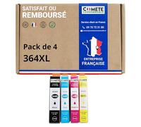 COMETE - Cartouches d'encre Compatibles avec HP 364 364XL - Lot de 4 | Marque Française, 1 Noir 3 Couleur pour Photosmart 5510 5520 5524 6510 6520 7510 7520 Officejet 4620 4622 Deskjet 3520 3070A