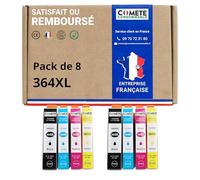 COMETE - Cartouches d'encre Compatibles avec HP 364 364XL - Lot de 8 | Marque Française, 2 Noir 6 Couleur pour Photosmart 5510 5520 5524 6510 6520 7510 7520 Officejet 4620 4622 Deskjet 3520 3070A