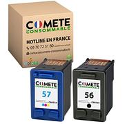 COMETE Cartouches d'encre Compatibles avec HP 56 57-1 Noir 1 Couleur
