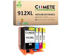 COMETE Cartouches d'encre Compatibles avec HP 912XL - Lot de 4 Puce avancée