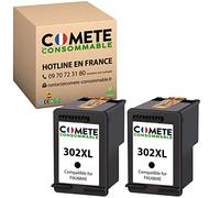 COMETE Cartouches d'encre Compatibles avec HP302 302XL - 2 Noir | Marque Française, pour Imprimante Officejet 3831 3830 3835 4650 5232 5220 5230 Envy 4520 4524 4527 Deskjet 3630 2130 3630