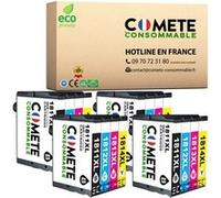 COMETE CONSOMMABLE 18XL Pack de 16 Cartouches d'encre compatibles avec EPSON 18XL / / C13T18164012 / T18 T1816 = T1811 T1812 T1813 T1814 - 4 Noir + 4 Cyan + 4 Magenta + 4 Jaune Noir G