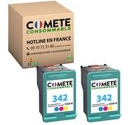 COMETE CONSOMMABLE 2 Cartouches Premium Compatible 342 Couleur pour imprimante DESKJET 5400 Series 5440 5440 Series Officejet 6310 Photosmart 2570 2575 7850 C3100 C3100 Series C3170