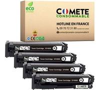 COMETE CONSOMMABLE 201X Pack de 4 Toner compatible avec HP 201X (=201A grande capacité) CF400X CF400XD - 4 Noir Noir