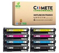 COMETE CONSOMMABLE 201X Pack de 8 Toners compatibles avec HP 201X (=201A grande capacité) CF400X + CF401X + CF402X + CF403X / CF400XD- 2 Noir + 2 Cyan + 2 Magenta + 2 Jaune Noir G