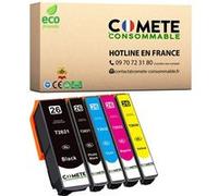 COMETE CONSOMMABLE 26XL Pack de 5 Cartouches d'encre compatibles avec EPSON 26XL T26 C13T26364010 T2636 = T2621 + T2631 + T2632 + T2633 + T2634 - 1 Noir + 1 Photo Noir + 1 Cyan + 1 Magenta + 1 Jaune Noir
