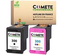 COMETE, Marque française - 300-2 Cartouches d'encre Compatibles avec HP 300 - pour HP DeskJet D2660 D5560 F2480 Envy 110 114 120 PhotoSmart C4680 C4780 (1 Noir et 1 Couleur)