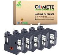 COMETE, marque française - 5 Ruban pour Étiqueteuse Compatible pour Dymo D1 45013 S0720530 12mn x 7 m - Rubans d'étiquettes pour Dymo LabelManager 100 150 120P 160 200 - Noir sur Blanc