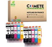 COMETE CONSOMMABLE 520 / 521 XL 10 Cartouche d'encre compatibles avec CANON PGI-520 CLI-521 PGI520 CLI521 XL 520 521 XL 4 Noir + 2 Cyan + 2 Magenta + 2 Jaune Noir