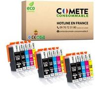525 / 526 Pack de 15 Cartouches d'encre compatibles avec CANON PGI-525 CLI-526 525 526 XL 3 Noir + 3 photo Noir + 3 Cyan + 3 Magenta + 3 Jaune