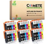 COMETE CONSOMMABLE 525 / 526 Pack de 30 Cartouches d'encre compatibles avec CANON PGI-525 CLI-526 525 526 XL 6 Noir + 6 photo Noir + 6 Cyan + 6 Magenta + 6 Jaune Noir