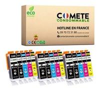COMETE CONSOMMABLE 550 551 XL - Pack de 15 Cartouches d'encre compatibles avec CANON PGI-550 CLI-551 XL PGI550 CLI551 XL 550XL 551XL 6 Noir + 3 Cyan + 3 Magenta + 3 Jaune G