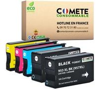 COMETE CONSOMMABLE 953 XL 5 Cartouche d'encre compatibles avec HP 953 XL 953XL 2 Noir + 1 Cyan + 1 Magenta + 1 Jaune Noir G