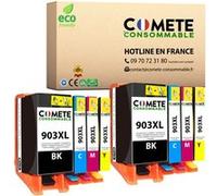 COMETE CONSOMMABLE Pack de 8 Cartouche d'encre compatibles avec HP 903 XL 903XL 2 Noir + 2 Cyan + 2 Magenta + 2 Jaune Noir G