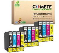 COMETE CONSOMMABLE T1285 T128 Pack de 12 Cartouches d'encre compatibles avec EPSON T128 XL / C13T12854012 / T1285 = T1281 + T1282 + T1283 + T1284 - 3 Noir + 3 Cyan + 3 Magenta + 3 Jaune Noir G