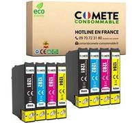 COMETE CONSOMMABLE T1285 T128 Pack de 8 Cartouches d'encre compatibles avec EPSON T128 XL / C13T12854012 / T1285 = T1281 + T1282 + T1283 + T1284 - 2 Noir + 2 Cyan + 2 Magenta + 2 Jaune Noir
