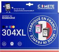 Comete, Fabriqué En France 304Xl - 2 Cartouches D'Encre Compatibles Avec Hp 304 Xl - Pour Hp Envy 5010 5020 5030 Deskjet 2620 2630 2632 3720 3730 3760 (1 Noir Et 1 Couleur)[ENC943857]