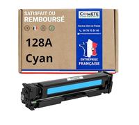 COMETE, Marque Française - 128A - 1 Cartouche de Toner Compatible avec HP 128 A CE320A (ou 125A) - pour HP Color LaserJet Pro CP1525 CP1525nw CP1525n CM1415 CM1415fnw CM1415fn (1 Cyan)
