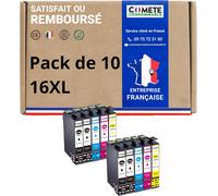 Comete, Marque Française - 16Xl - 10 Cartouches D'Encre Compatibles Avec Epson 16 Xl T1631 Stylo Plume - Pour Cartouche Epson Workforce Wf 2510 Wf 2010 2530 2540 (4 Noir Et 6 Coule[ENC941079]