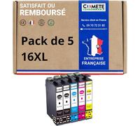 Comete, Marque Française - 16Xl 5 Cartouches D'Encre Compatibles Avec Epson 16 Xl Stylo Plume - Pour Cartouche Epson Workforce Wf 2510 Wf 2010 2520 2530 2540 (2 Noir Et 3 Couleur[ENC941078]