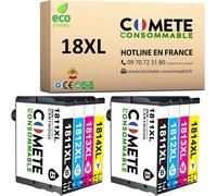 Comete, Marque Française - 18Xl - 8 Cartouches Compatible Avec Epson 18 Xl T1815 Pâquerette - Pour Epson Expression Home Xp-100 Xp-102 Xp-200 Xp-202 Xp-205 (Noir Et Couleur)[ENC941588]