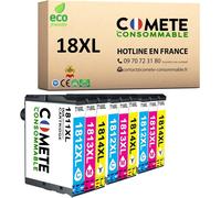 Comete, Marque Française - 18Xl - 9 Cartouches Compatible Avec Epson 18Xl T1815 Pâquerette - Pour Epson Xp-102 Xp-202 Xp-205 Xp-212 Xp-215 Xp-225 Xp-30 Xp-302 Xp-305 (9 Couleur)[ENC941590]