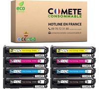 COMETE, Marque française - 201X CF400X - Cartouche de Toner Noir Compatible avec HP 201X 201A HP CF400X pour HP Color Laserjet Pro MFP M277dw, M252n (2 Noirs 2 Cyan 2 Magenta 2 Jaunes)