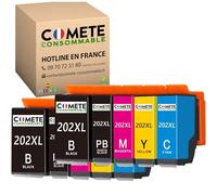 COMETE, Marque Française - 202XL - 10 Cartouches d’Encre Compatible avec Epson 202 XL Kiwi - pour Epson Expression Premium XP-6000 XP-6005 XP-6100 (2 Noir, 2 Photo Noir, 2 Cyan, 2 Magenta, 2 Jaune)