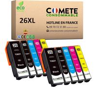 Comete, Marque Française - 26Xl - 10 Cartouches D'Encre Compatibles Pour Epson 26 Xl Ours Polaire (T2621 T2631 T2632 T2633 T2634) - Pour Epson Xp510 Xp520 Xp600 (4 Noir Et 6 Couleu[Marque668]