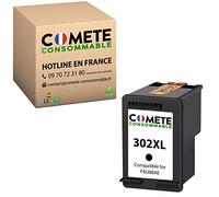 COMETE, Marque française - 302XL - 1 Cartouche d'encre Compatible avec HP 302 XL Noir - pour HP DeskJet 3636 3639 3630 3632 Envy 4525 4527 4520 4524 Officejet 3831 5232 3833 4657 (1 Noir)