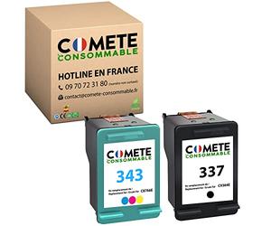 COMETE, Marque française - 337 343-2 Cartouches Compatibles pour HP 337 343 - pour HP Deskjet 5900 Series 5940 6940 6980 d4160 Officejet 100 6310 6315 h470 (Noir et Couleur)
