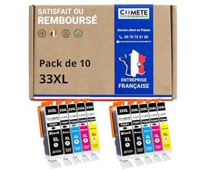 COMETE, Marque française - 33XL - 10 Cartouches d'encre Compatibles avec Epson 33 XL Orange - pour Epson Expression Premium XP-540 XP-530 XP-830 XP-7100 XP-900 XP-640 XP-630 (4 Noir et 6 Couleur)