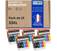 Comete, Marque Française 33Xl - 25 Cartouches D'Encre Compatibles Avec Epson 33 Xl Orange - Pour Epson Expression Premium Xp-7100 Xp-540 Xp-530 Xp-830 Xp-900 Xp-640 Xp-630 (Noir [ENC943515]