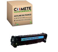 COMETE, Marque française - 410X - 1 Cartouche de Toner Compatible HP 410X CF410X (410A CF410A) - pour HP Color LaserJet MFP M477fdw M477fdn M477fnw M452dw M452dn M452nw M377dw - Cyan