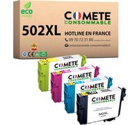 Comete, Marque Française - 502Xl - 4 Cartouches D'Encre Compatibles Avec Epson 502 Xl - Pour Epson Expression Home Xp-5100 Xp-5105 Workforce Wf-2860Dwf Wf-2865Dwf Wf-2880 (1 Noir E[Marque2144]