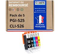 Comete, Marque Française 525Xl 526Xl 5 Cartouches D'Encre Compatibles Avec Canon Pgi-525 Cli-526 / Pg525 Cl526 - Pour Canon Pixma Ip3600 Ip4700 Mp540 Mp550 Mp620 Mp980 Mx860 (2[ENC941620]