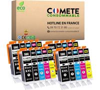 Comete, Marque Française 580Xl 581Xl - 20 Cartouches D'Encre Compatibles Avec Canon Pgi-580 Cli-581 / Pg580 Cl581 - Pour Canon Pixma Tr7550 Tr8550 Ts6150 Ts8150 Ts9150 Ts9155 (8 [MOH0171]