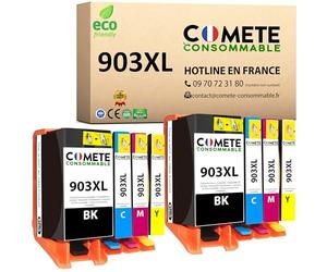 COMETE, Marque française - 903XL - 8 Cartouches d'encre Compatibles avec HP 903 XL - pour HP Officejet 6950 All-in-One Officejet Pro 6960 6970 All-in-One (2 Noir et 6 Couleur)