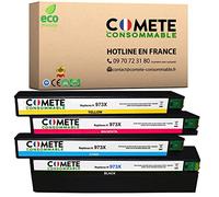 Cartouche d'encre Comete Consommable COMETE - 973X - 4 Cartouches d'encre compatibles avec HP 973X 973 - Noir/Couleur - Marque française