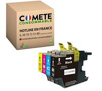 COMETE, Marque française - LC1240-4 Cartouches d'encre Compatibles avec Brother LC1240 LC1220 LC1280 - pour Brother J525W J725W J925W J280W J425W J430W J435W J5910DW J625DW (Noir et Couleur)