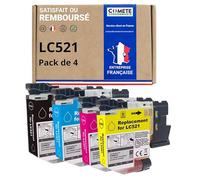 COMETE, Marque française - LC521XL - 4 Cartouches d'encre Compatibles avec Brother LC521 LC521 XL - pour Brother DCP-J1260W DCP-J1310DW DCP-J1313DW DCP-J1360DW DCP-J1460DW (1 Noir et 3 Couleur)