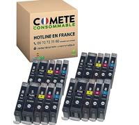 COMETE, Marque française - PGI5 CLI8-20 Cartouches d'encre Compatibles Canon PGI-5 CLI-8 pour Canon Pixma iP5200r iP5300 iP6600 iX4000 iX5000 MP500 MP510 MP600 MP800 (8 Noir et 12 Couleur)