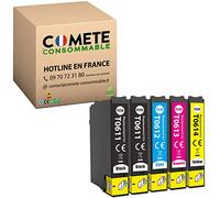 COMETE, Marque française - T0615-5 Cartouches d'encre Compatible Epson T0615 Ours en Peluche (T061 : T0611 T0612 T0613 T0614) - pour Epson Stylus D68 D88 (Noir et Couleur)