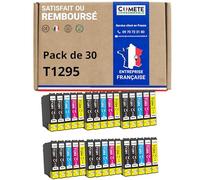 COMETE, Marque française - T1295-30 Cartouches d'encre Compatibles avec Epson T1295 Pomme (T1291 T1292 T1293 T1294) - pour Epson Stylus SX525WD SX425W Workforce wf-3520 (12 Noir et 18 Couleur)