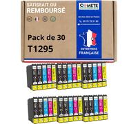 Comete, Marque Française - T1295-30 Cartouches D'Encre Compatibles Avec Epson T1295 Pomme (T1291 T1292 T1293 T1294) - Pour Epson Stylus Sx525Wd Sx425W Workforce Wf-3520 (12 Noir Et[ENC942597]
