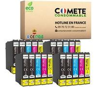 COMETE - T0715 - 20 Cartouches d'encre compatibles avec EPSON T0715XL - 8 Noir + 4 Cyan + 4 Magenta + 4 Jaune - Marque Française Noir G