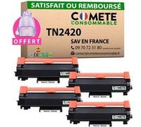 COMETE - Cartouche de Toner Compatible avec Brother TN2420 TN2410 - 4 Noir