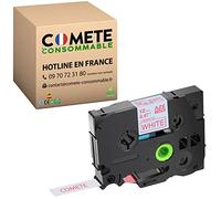 COMETE Tze232 1 Ruban Adhésif Etiqueteuse Compatible avec Brother TZe-232 Tz 232 Tze23212mm x 8m pour Étiqueteuse Brother P-Touch PT-D200 PT-1010 1000 PT-H100LB - Rouge sur Blanc