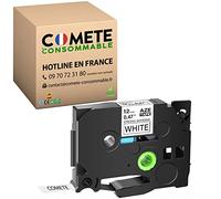 COMETE - TzeS231-1 Ruban TZe-S231 Tz S231 Compatible pour Étiqueteuse Brother P-Touch PT-D200 PT-1010 1000 PT-H100LB PT-E100VP PT-H107B PT-E110 GL-H105 PT-H200-12mm x 8m - Noir sur Blanc (1)