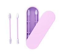COMETX Lot de 2 cotons-tiges en silicone réutilisables, portables et nettoyables pour le nettoyage des oreilles et le maquillage